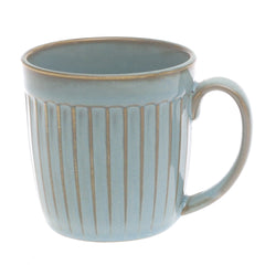 Blue Ceramic Mug with Ribbed Texture – 3 x 3.5 Inch - Habitt