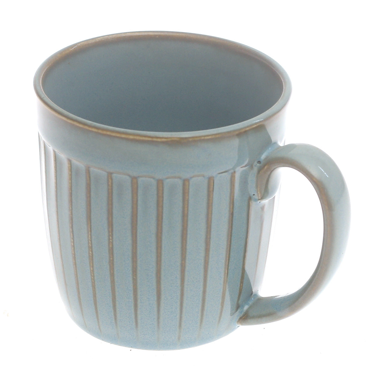 Blue Ceramic Mug with Ribbed Texture – 3 x 3.5 Inch - Habitt