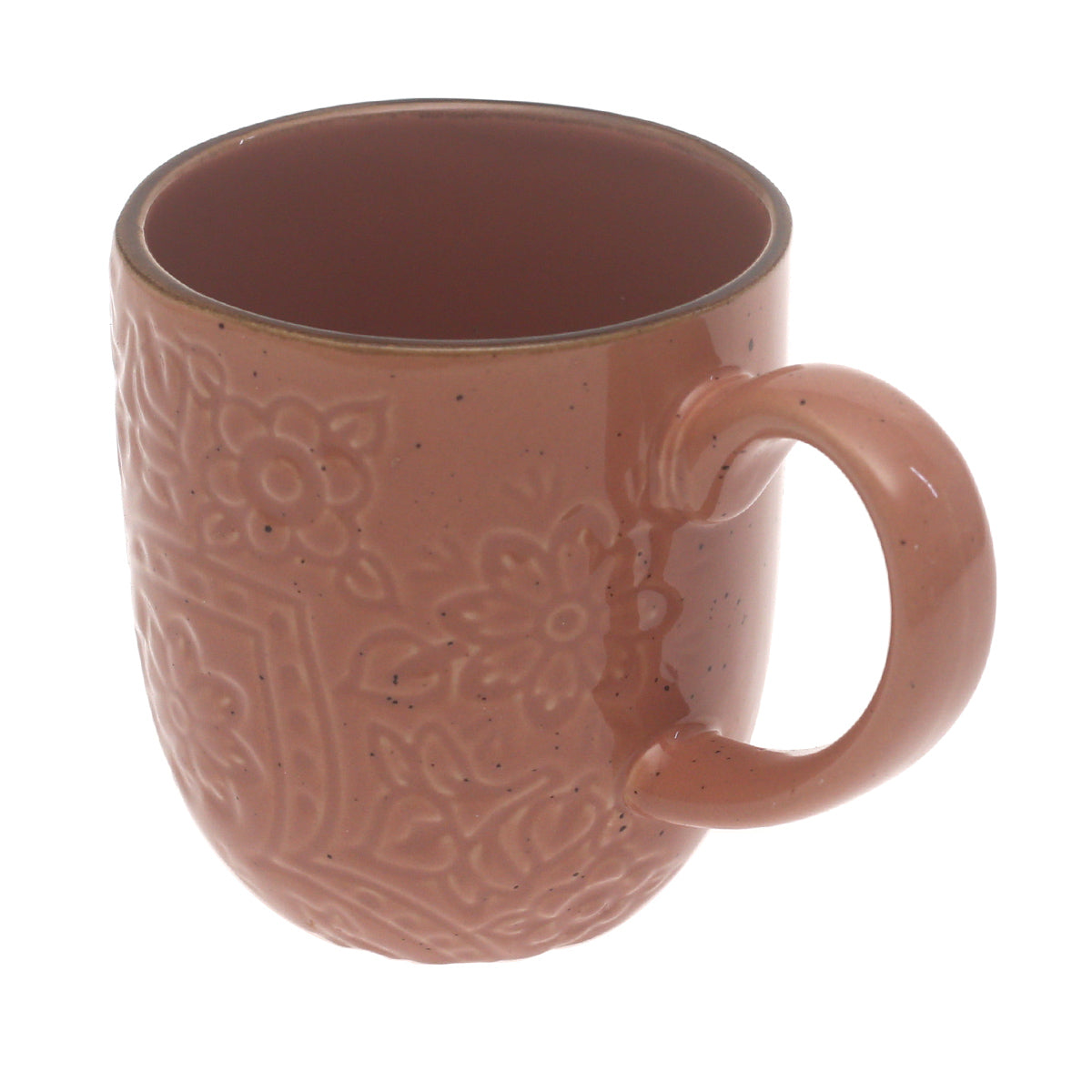 Brown Embossed Ceramic Mug 3 x 4 Inch – Rustic Stoneware Coffee Mug - Habitt