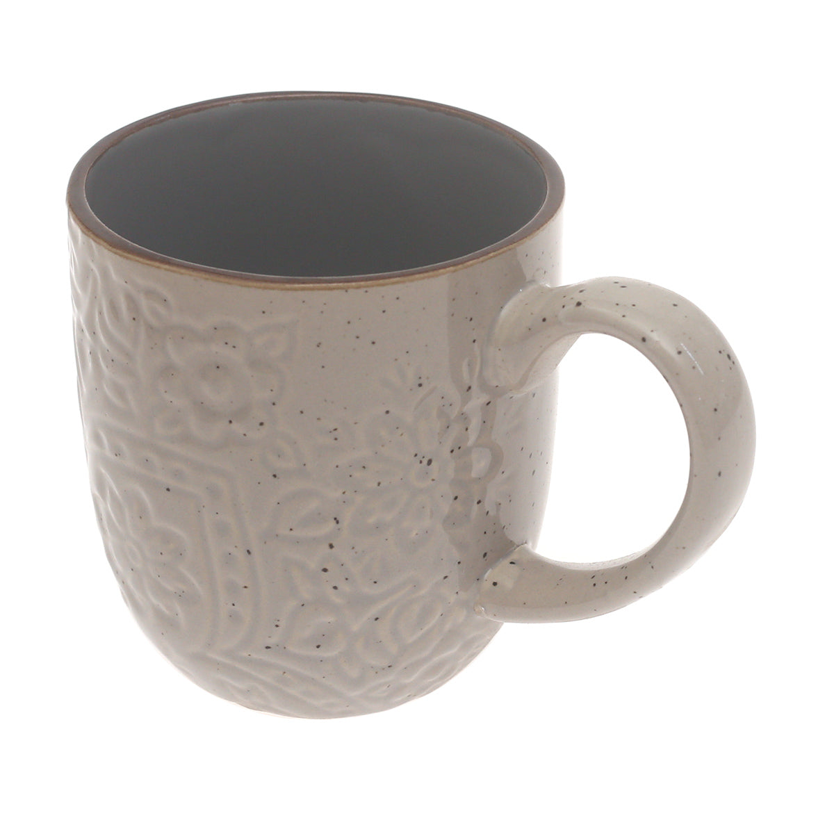Grey Embossed Ceramic Mug 3 x 4 Inch | Speckled Finish Coffee & Tea Mug - Habitt
