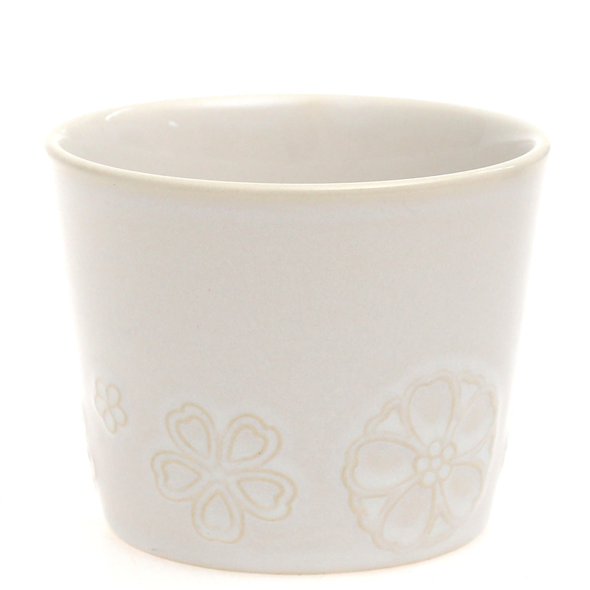White Ceramic Mug – 3.5 x 3 Inches | Subtle Floral Embossed Coffee & Tea Mug - Habitt