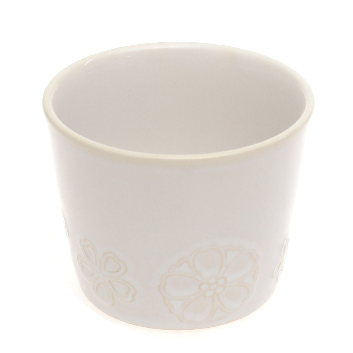 White Ceramic Mug – 3.5 x 3 Inches | Subtle Floral Embossed Coffee & Tea Mug - Habitt