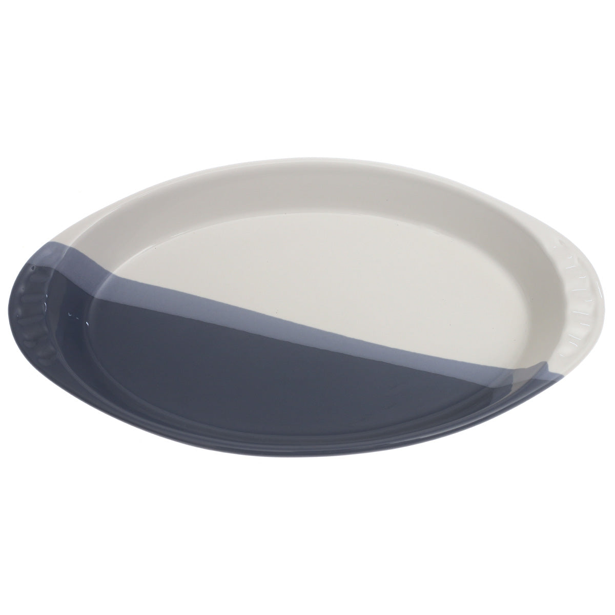Oval Ceramic Serving Dish in Blue & White – 7.5 x 14 Inch - Habitt