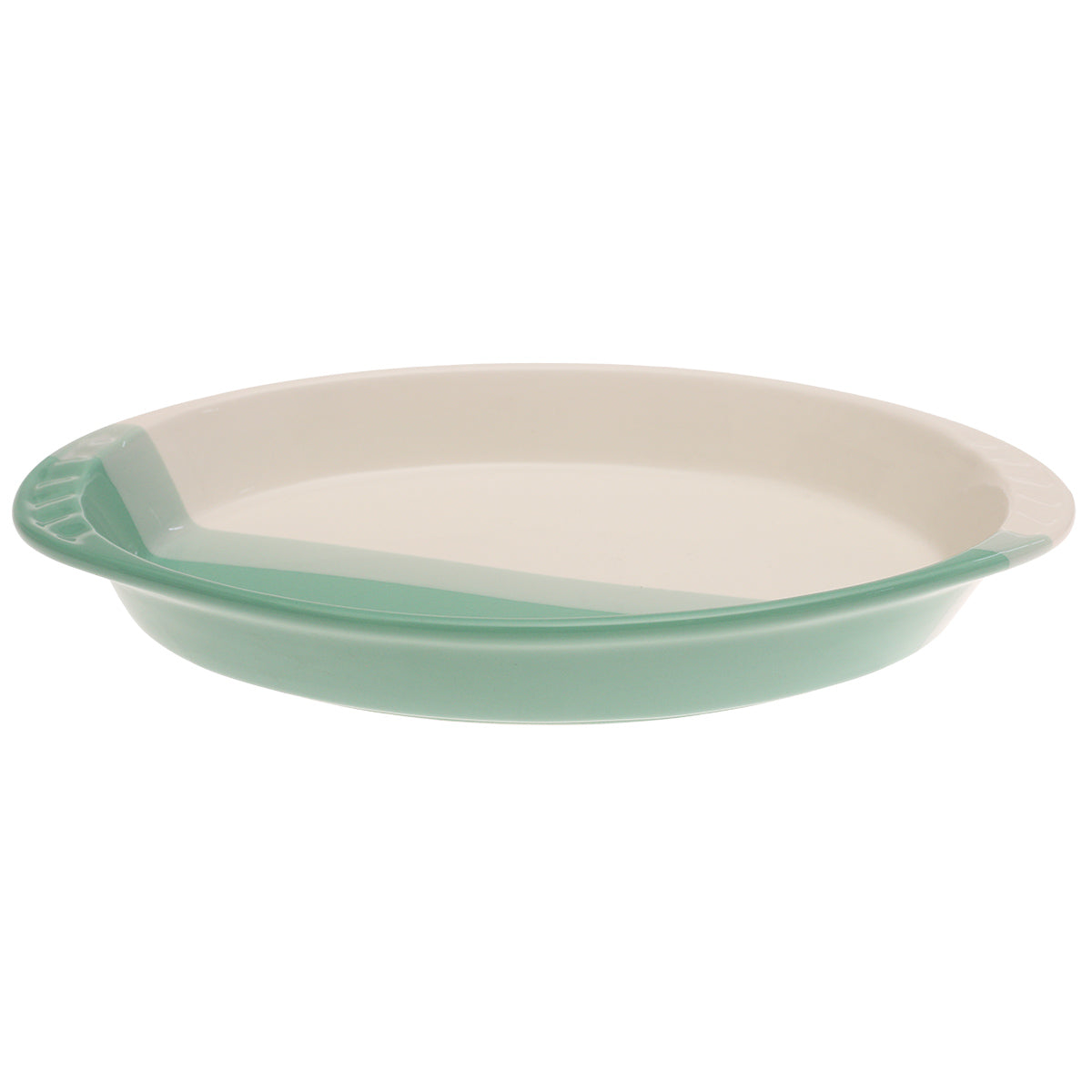 Oval Ceramic Serving Dish in Green & White – 7.5 x 14 Inch - Habitt