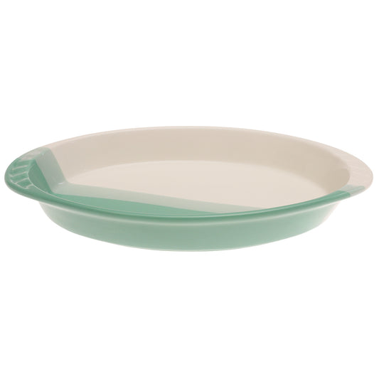 Oval Ceramic Serving Dish in Green & White – 7.5 x 14 Inch - Habitt