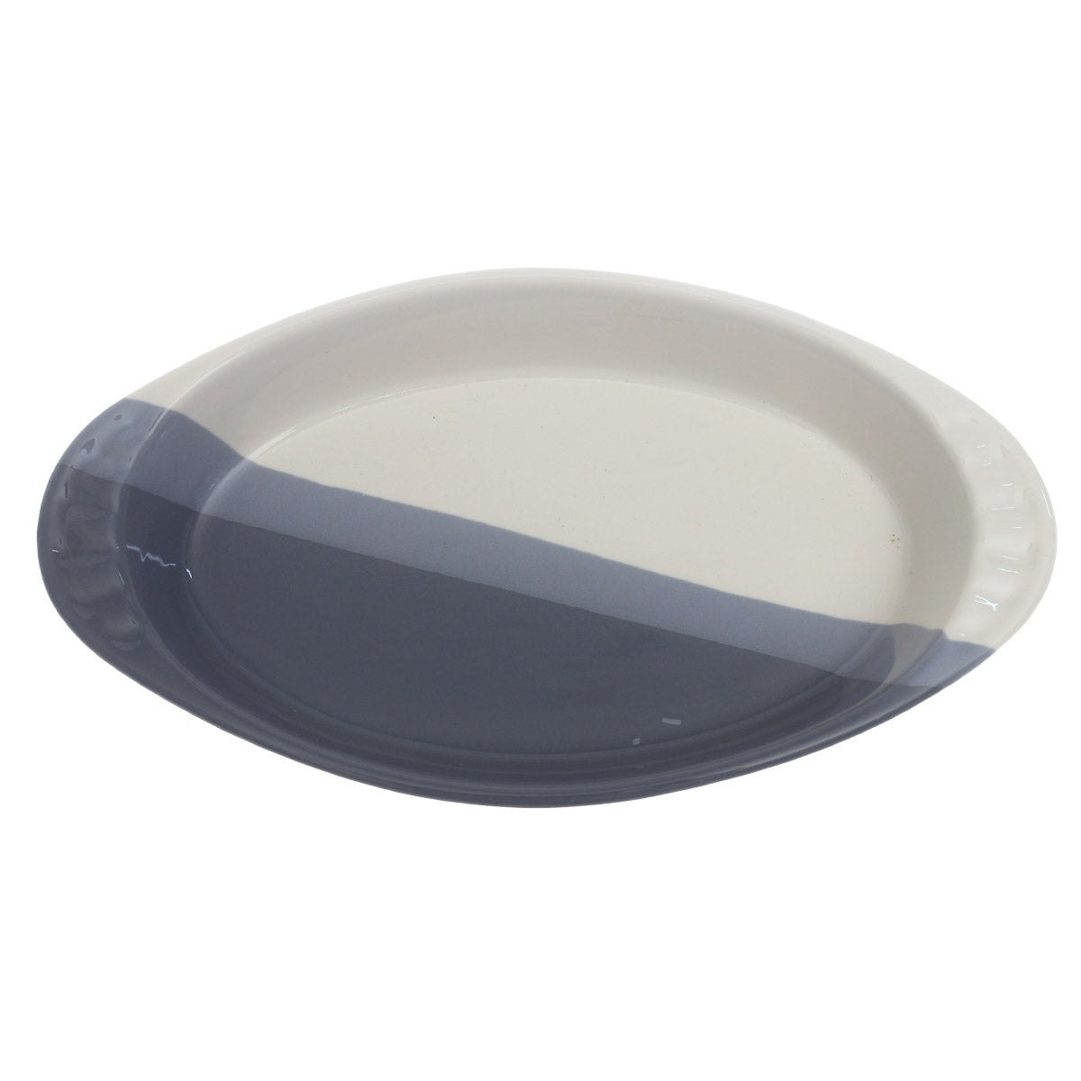Oval Serving Dish – Blue & White Ceramic Platter (Small) 5.5 x 10 Inch - Habitt