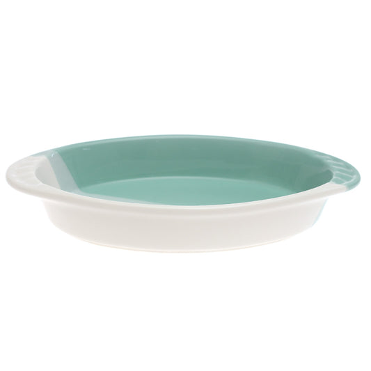 Oval Serving Dish – Green & White Ceramic Platter (Small) | 5.5 x 10 Inch - Habitt