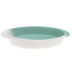 Oval Serving Dish – Green & White Ceramic Platter (Small) | 5.5 x 10 Inch - Habitt