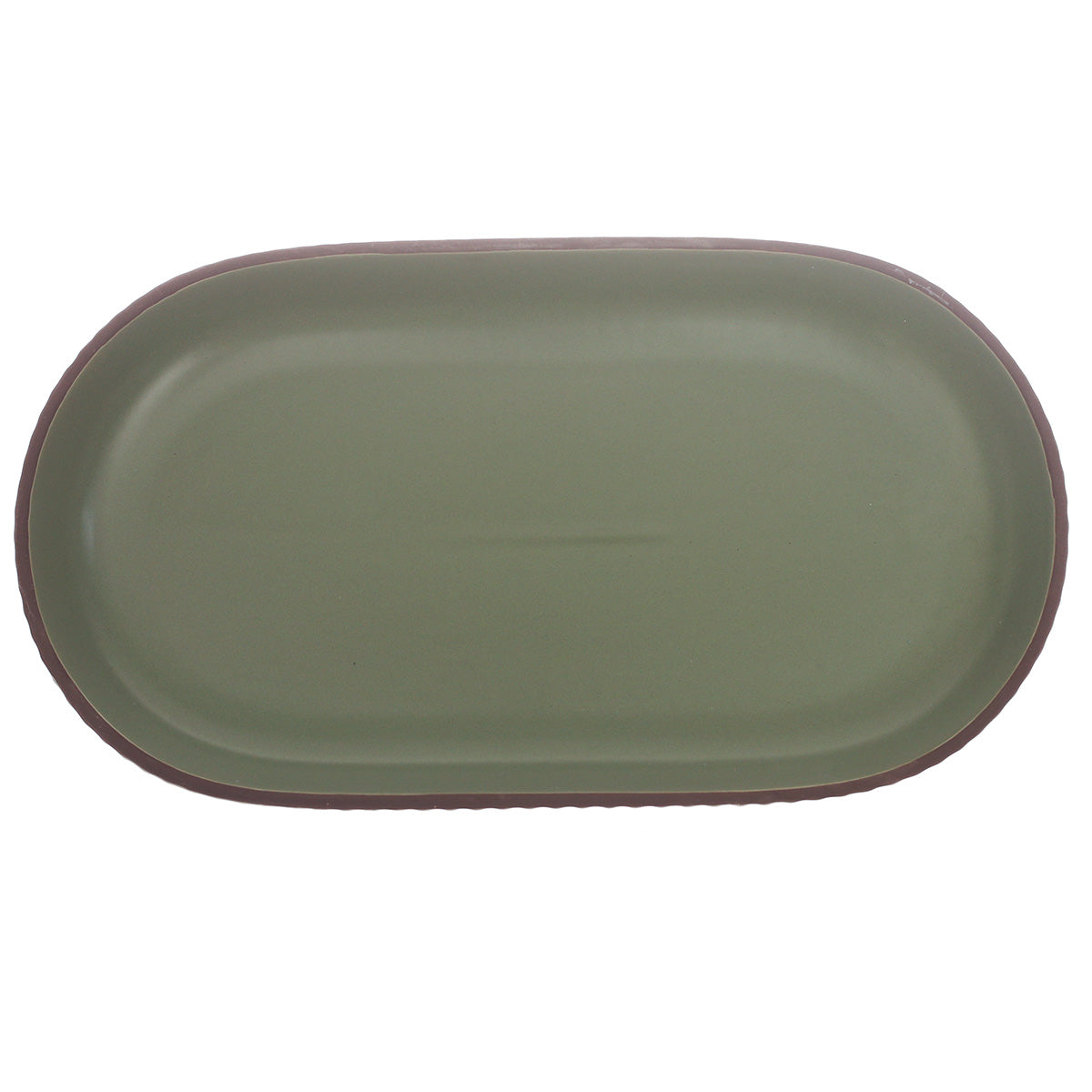 Green Ceramic Platter – Minimal Oval Design | 7 x 12 Inch - Habitt