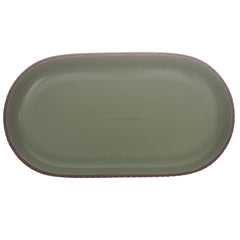 Green Ceramic Platter – Minimal Oval Design | 7 x 12 Inch - Habitt