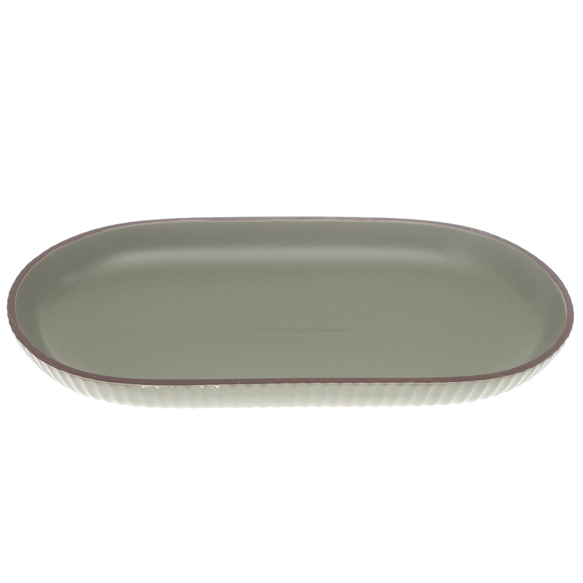 Green Ceramic Platter – Minimal Oval Design | 7 x 12 Inch - Habitt