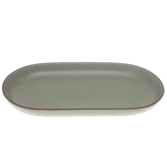 Green Ceramic Platter – Minimal Oval Design | 7 x 12 Inch - Habitt