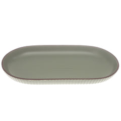 Green Ceramic Platter – Minimal Oval Design | 7 x 12 Inch - Habitt