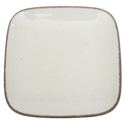White Ceramic Serving Platter 10.5 Inch – Rustic Speckled Dinnerware Plate - Habitt