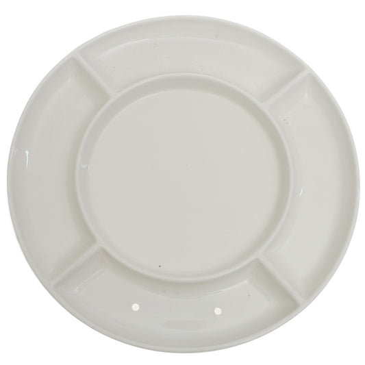 White Ceramic Divided Serving Platter 12 Inch – Sectioned Round Dinnerware Plate - Habitt