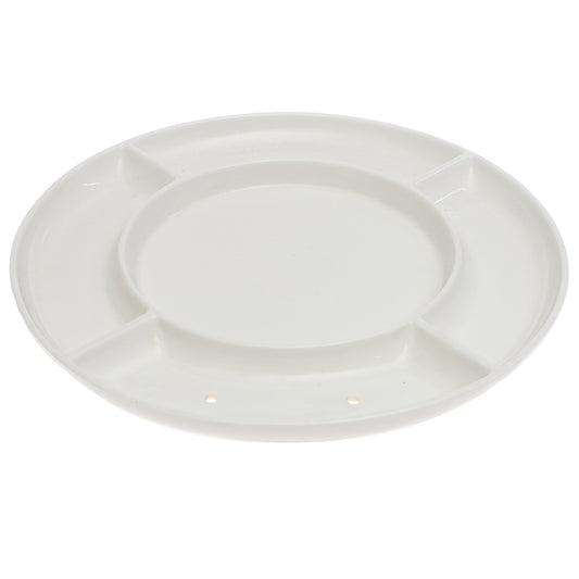 White Ceramic Divided Serving Platter 12 Inch – Sectioned Round Dinnerware Plate - Habitt