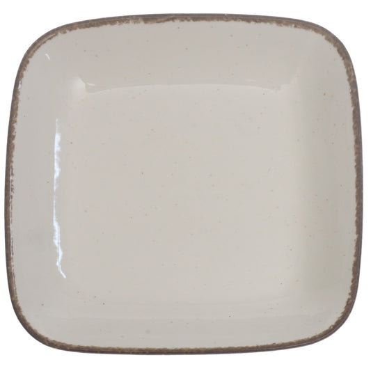 White Ceramic Platter 8.5 Inch – Rustic Square Serving Plate - Habitt