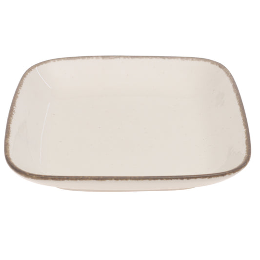 White Ceramic Platter 8.5 Inch – Rustic Square Serving Plate - Habitt