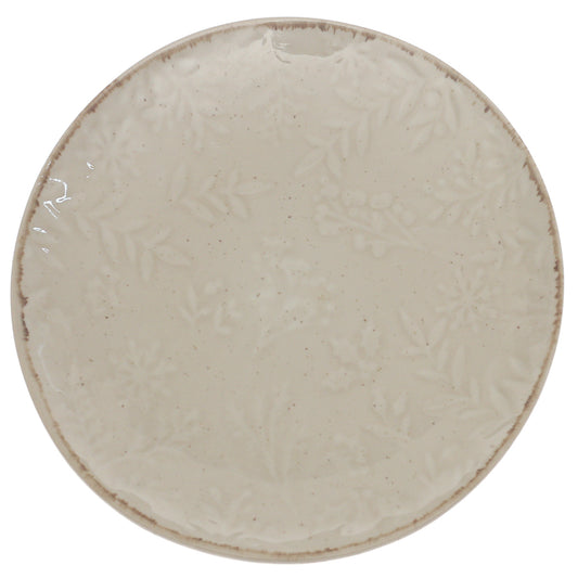 Beige Ceramic Quarter Plate 8 Inch | Textured Minimalist Snack & Dessert Plate - Habitt