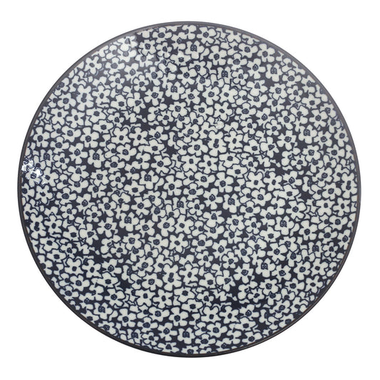 Black, Blue & White Ceramic Quarter Plate 8.5 Inch – Floral Pattern Dinner Plate - Habitt