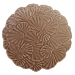 Brown Ceramic Quarter Plate 8 Inch – Textured Floral Design Snack & Dessert Plate - Habitt