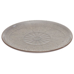 Brown Embossed Ceramic Quarter Plate 8 Inch - Habitt