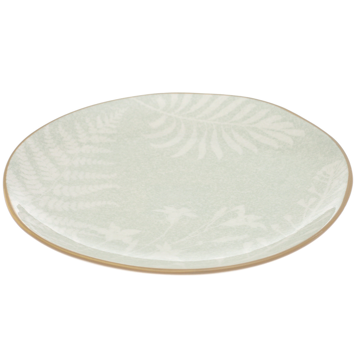 Quarter Plate – Green Ceramic Plate with Gold Rim | 8 Inch - Habitt