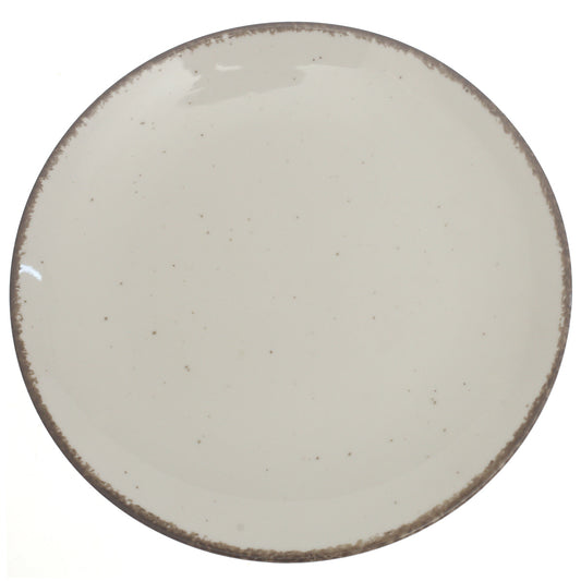 White Quarter Plate 8 Inch with Rustic Rim – Ceramic Side Plate for Elegant Serving - Habitt