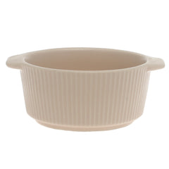 Beige Ceramic Sauce Dish 3.5 Inch – Ribbed Mini Serving Bowl with Handles - Habitt