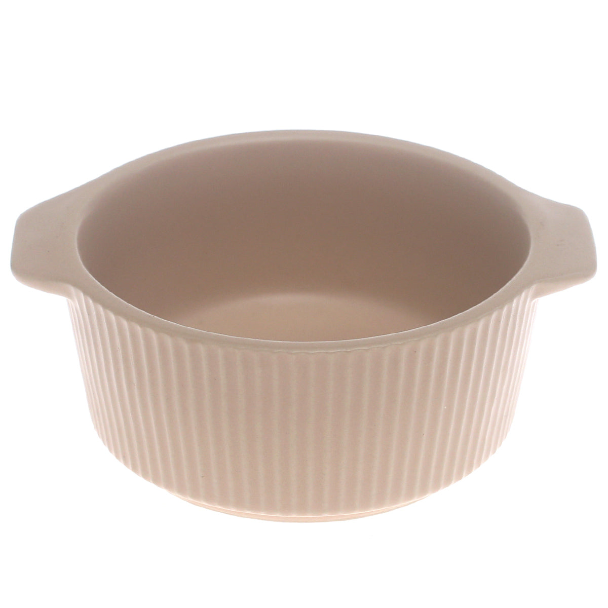 Beige Ceramic Sauce Dish 3.5 Inch – Ribbed Mini Serving Bowl with Handles - Habitt