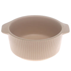 Beige Ceramic Sauce Dish 3.5 Inch – Ribbed Mini Serving Bowl with Handles - Habitt