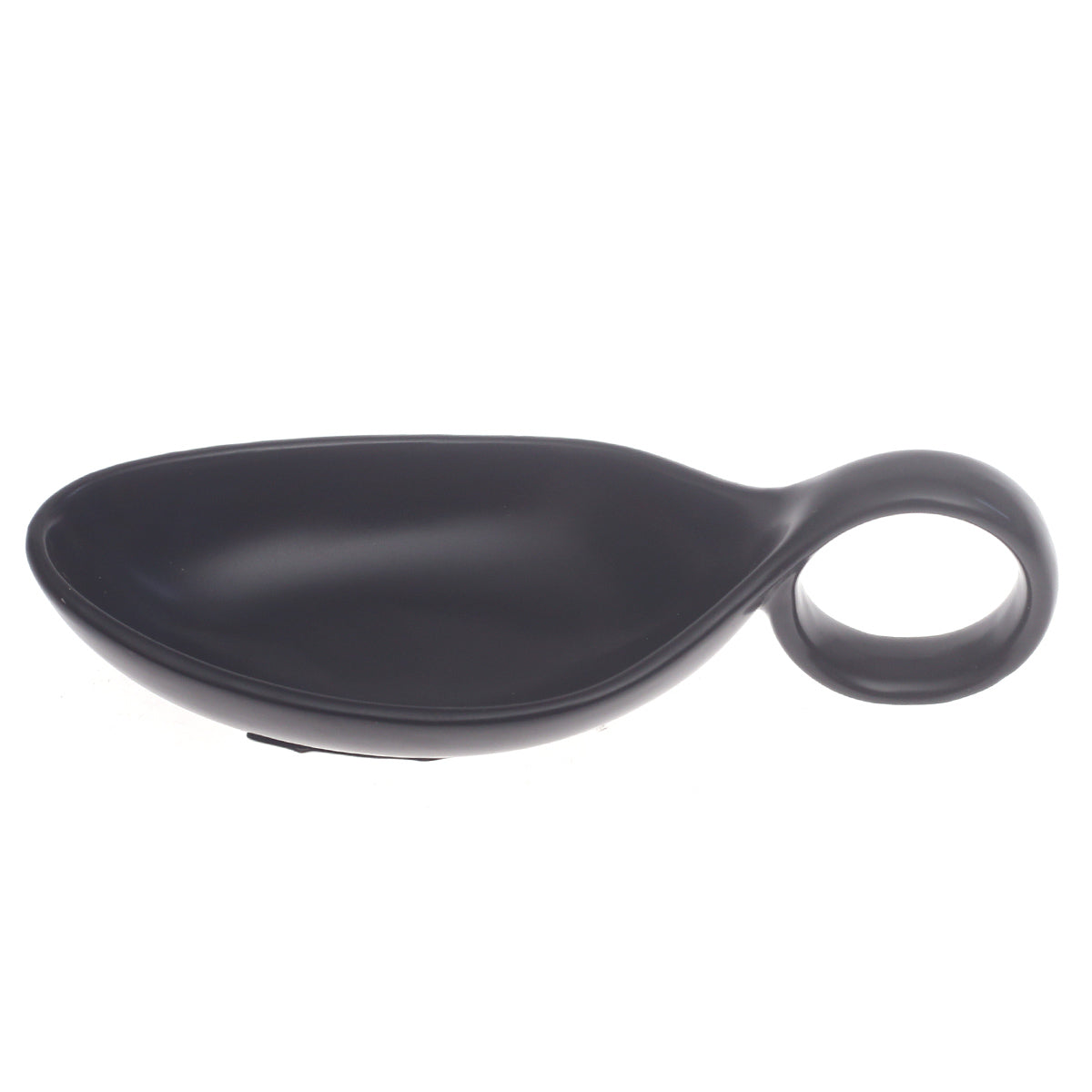 Black Ceramic Sauce Dish 4 x 2.5 Inch – Modern Spoon-Style Serving Dish - Habitt