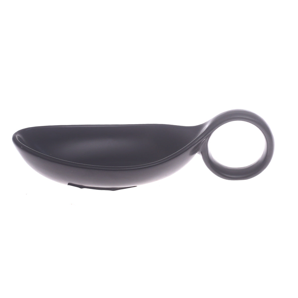 Black Ceramic Sauce Dish 4 x 2.5 Inch – Modern Spoon-Style Serving Dish - Habitt