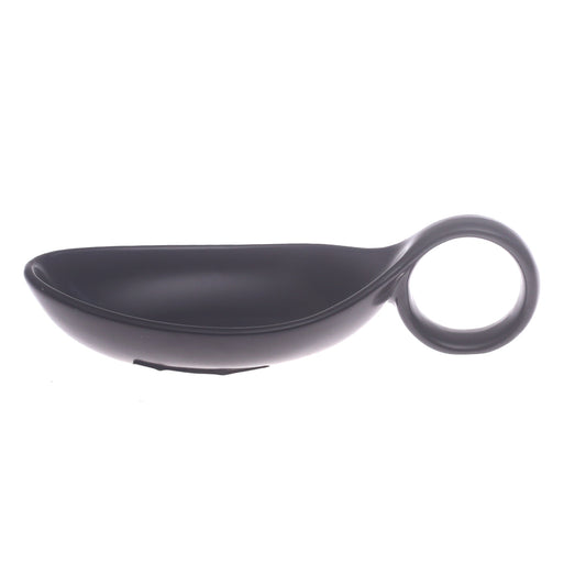 Black Ceramic Sauce Dish 4 x 2.5 Inch – Modern Spoon-Style Serving Dish - Habitt