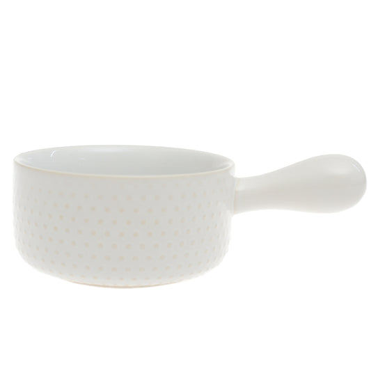 White Ceramic Serving Bowl with Handle – 5 Inch Minimalist Sauce & Soup Bowl - Habitt