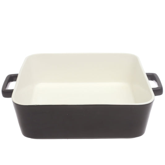 Black Ceramic Square Serving Dish 10 x 10 Inch – Modern Deep Baking & Serving Dish with Handles - Habitt