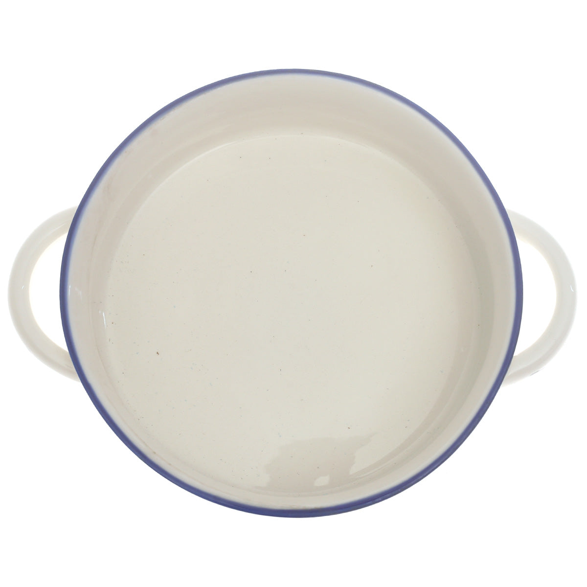 White Ceramic Round Serving Dish with Handles 7 Inch – Classic Glazed Tableware - Habitt
