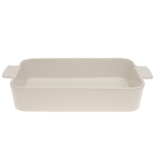 White Ceramic Rectangular Serving Dish with Handles 7.5 x 11 Inch – Elegant Baking & Serving Dish - Habitt