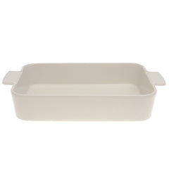 White Ceramic Rectangular Serving Dish with Handles 7.5 x 11 Inch – Elegant Baking & Serving Dish - Habitt