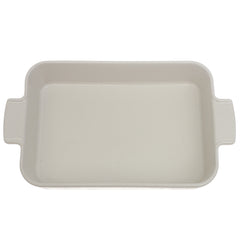 White Ceramic Rectangular Serving Dish with Handles 7.5 x 11 Inch – Elegant Baking & Serving Dish - Habitt