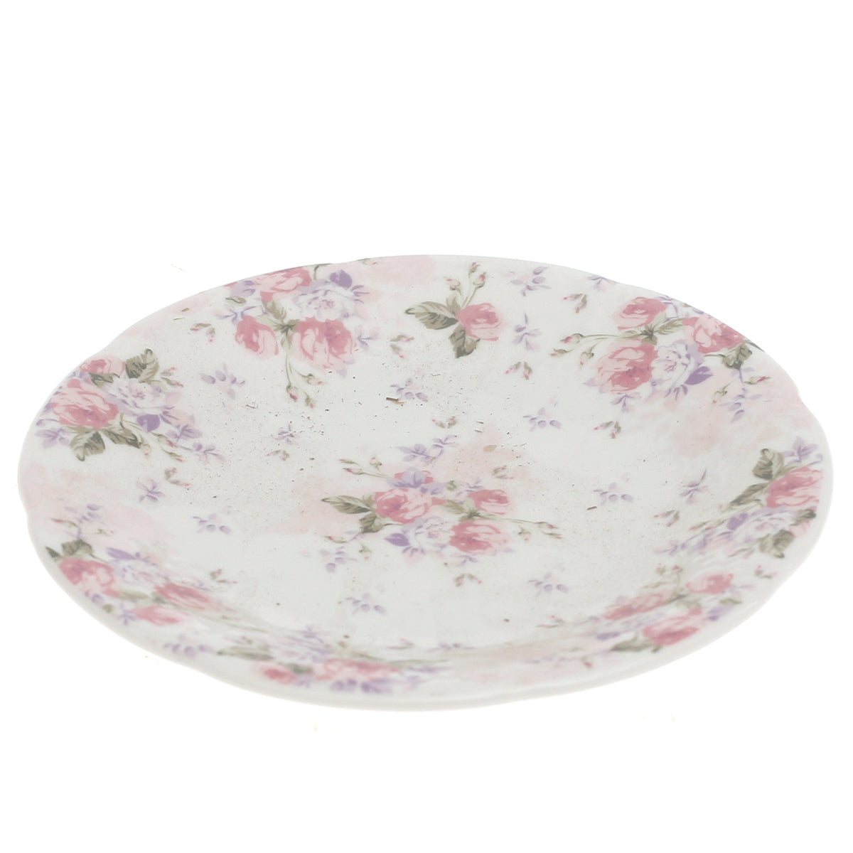 Pink & White Floral Side Plate 6 Inch – Elegant Ceramic Dessert & Snack Plate - Habitt
