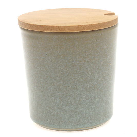 Sauce Jar Multi 4 × 4.5 Inch – Ceramic Storage Jar with Bamboo Lid - Habitt