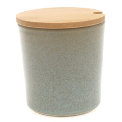 Sauce Jar Multi 4 × 4.5 Inch – Ceramic Storage Jar with Bamboo Lid - Habitt