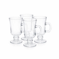 Clear Glass Mug Set of 4 – Elegant Footed Glass Cups for Tea, Coffee & Hot Drinks - Habitt