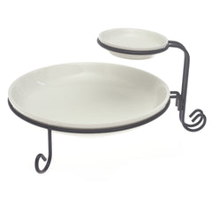 2Pcs Ceramic Bowl Set with Metal Stand – Elegant Chip & Dip Serving Set - Habitt