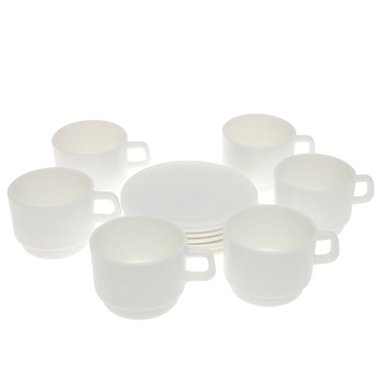 250ml Opal Glass Cup Set – 6 Pcs Elegant White Tea & Coffee Cups - Habitt