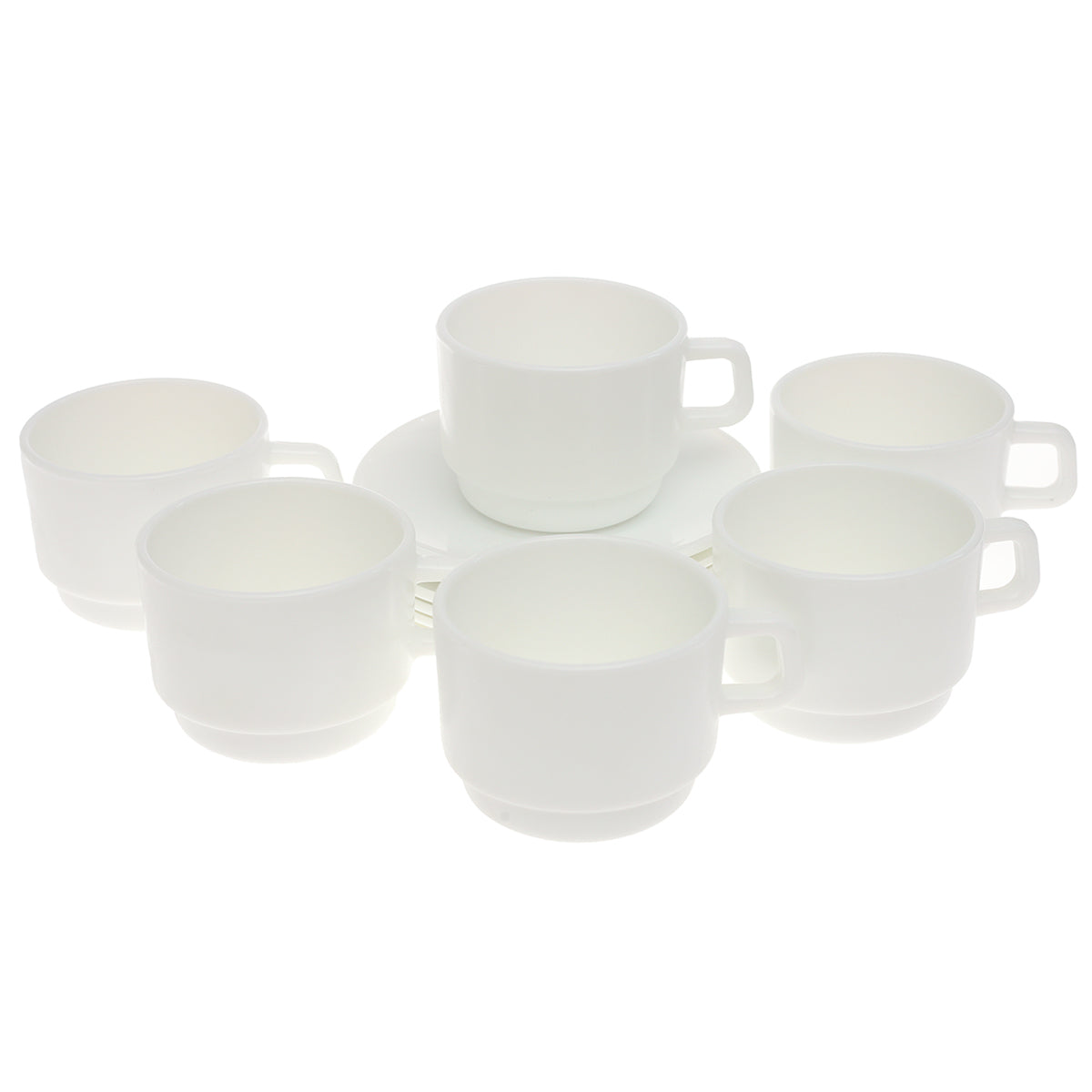 250ml Opal Glass Cup Set – 6 Pcs Elegant White Tea & Coffee Cups - Habitt
