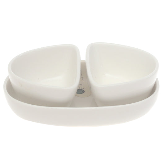 Symphony Moroccan Sauce Set 3 Pieces – Elegant White Serving Bowls with Tray - Habitt