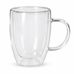 Double Wall Glass Sipper Mug with Handle | Clear Insulated Drinkware