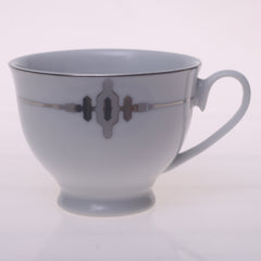 Elegant Silver Chevron Dinner Set – Luxury Porcelain Tableware Collection - Habitt